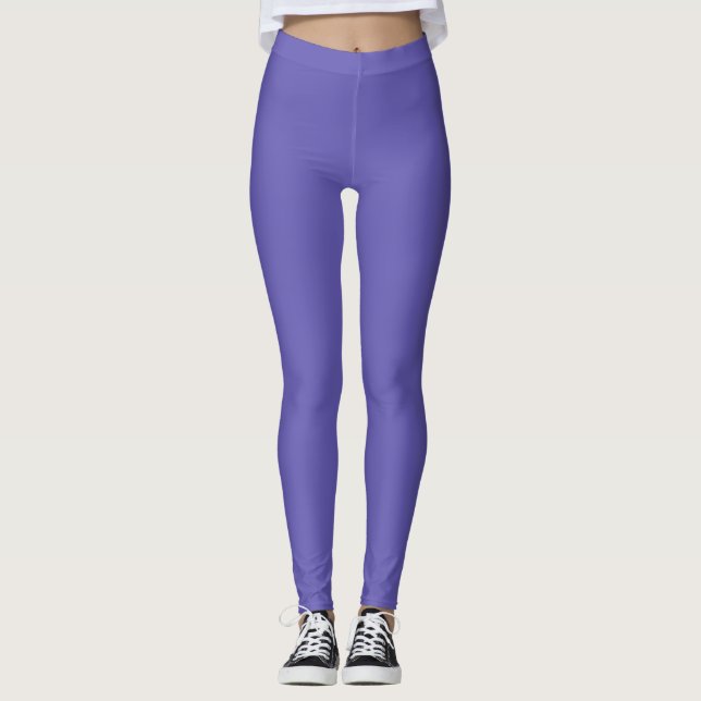 Legging Cor Sólida Simples Azul-Pervinca Escuro (Frente)