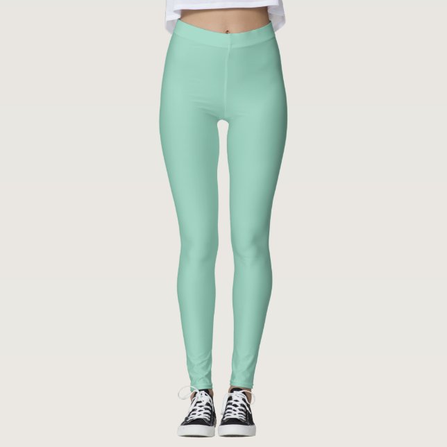 Legging Cor Sólida Verde Azul Claro (Frente)
