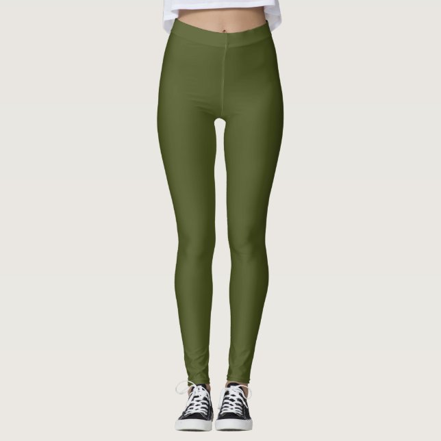 Legging Cor Sólida Verde do Exército (Frente)