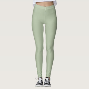 Legging Cor Sólida Verde do Sage Claro