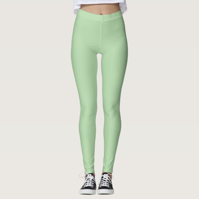 Legging Cor Sólida Verde Pálida (Frente)