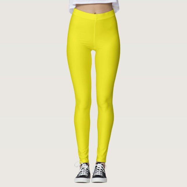 Legging Cor Sólido Amarelo do ananás (Frente)