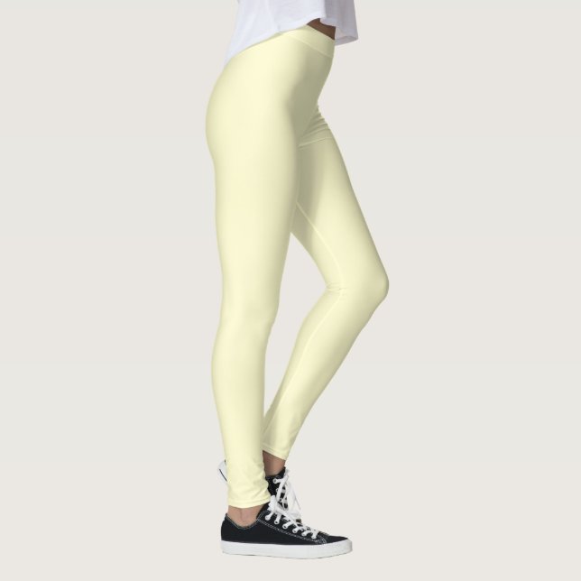 Legging Cor Sólido Amarelo-Manteiga | Elegante Clássico (Direita)