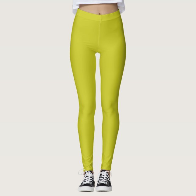 Legging Cor Sólido Da Citrina (Frente)