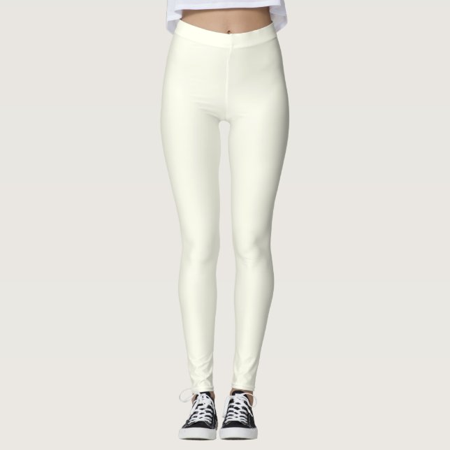 Legging Cor Sólido Marfim Simples (Frente)