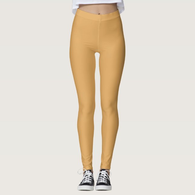 Legging Cor Sólido Simples Amarelo Terroso (Frente)