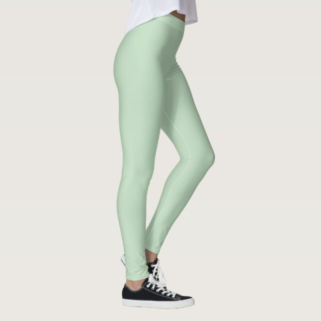 Legging Cor Sólido Verde Amarelo Pastel | Clássico |Elegan (Direita)