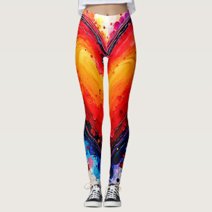 Legging Coração Abstrato Vibrante Arte Splash