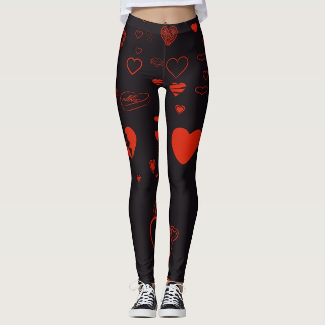 Legging Coração Bonito Vermelho Moderno (Frente)