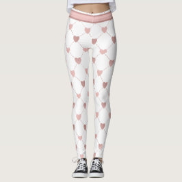 Legging Coração cor-de-rosa com brilho