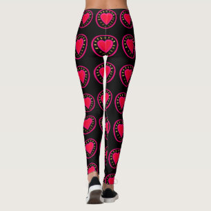 Legging Coração cor-de-rosa Dia de os namorados nas legg