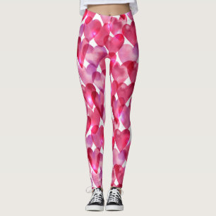 Legging Coração cor-de-rosa vermelho da aguarela bonito