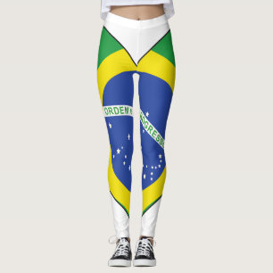 Legging Coração da bandeira de Brasil