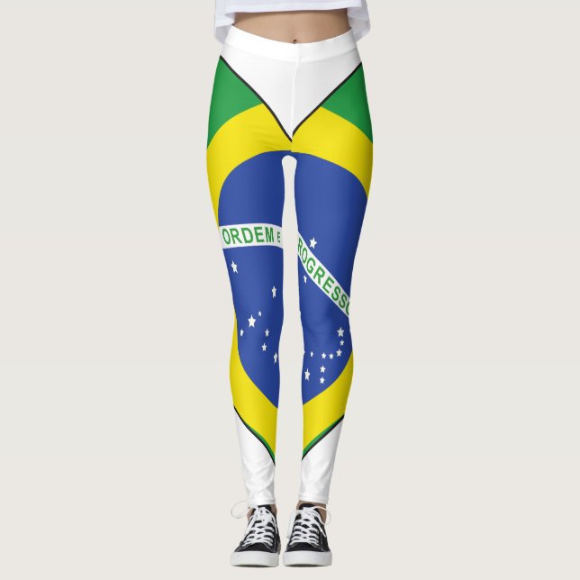 Legging Coração da bandeira de Brasil (Frente)