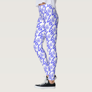 Legging Coração da Bandeira Grega Azul LOVE Azulejado