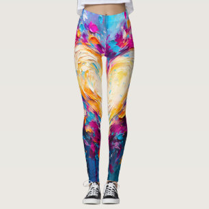 Legging Coração de Amor Moderno Abstrato Colorido