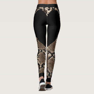 Legging Coração de Couro de Cobra Preto