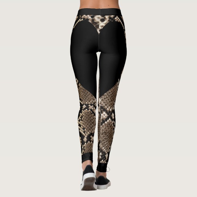 Legging Coração de Couro de Cobra Preto (Verso)