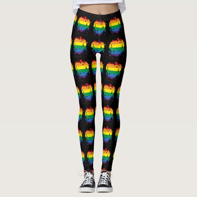 Legging Coração de orgulho gay Paint Splatter (Frente)