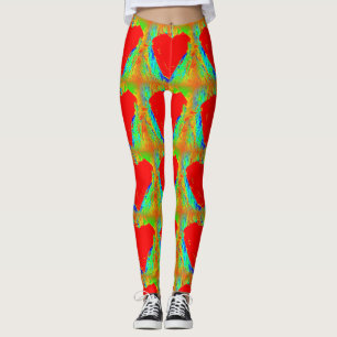 Legging coração de pedra vermelha verde