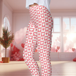 Legging Coração de Xadrez Rosa Dia dos Namorados