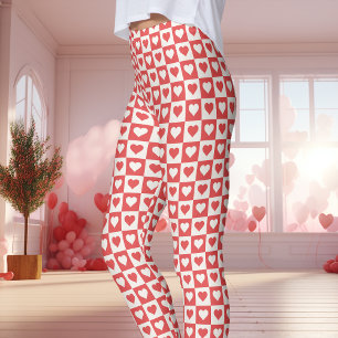 Legging Coração de Xadrez Vermelho e Branco no Dia dos Nam