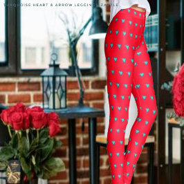 Legging Coração e Seta Turquesa