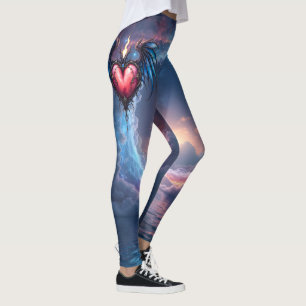 Legging Coração Flamebound da Lua – Amor Cósmico Gótico