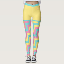 Legging Coração Geométrica Moderna Colorida Brilhante com 