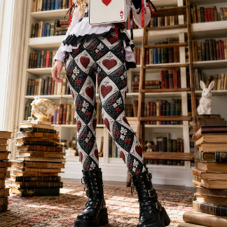 Legging Coração Gótico Rojx e Preto Barroco Fleur De Lis