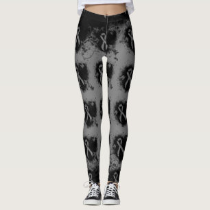 Legging Coração Grunge da Fita de Sensibilização das cinza