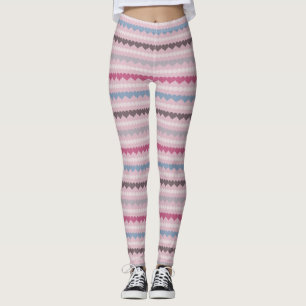 Legging Coração Listrado e Padrão de Círculo
