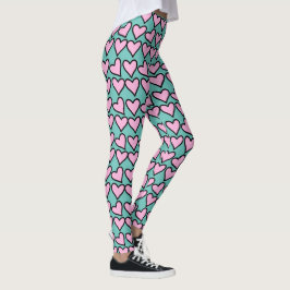 Legging Coração Rosa e Verde