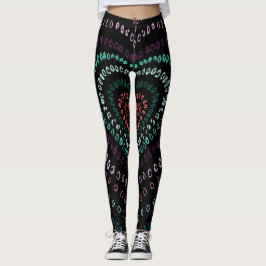 Legging Coração roxa verde-rosa