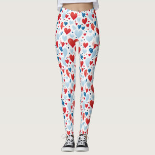 Legging Coração Vermelho, Azul e Branco