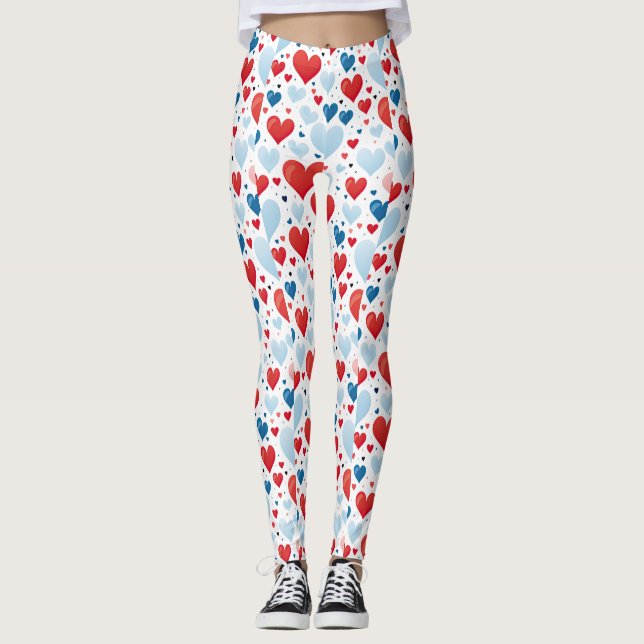 Legging Coração Vermelho, Azul e Branco (Frente)