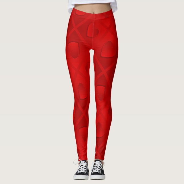 Legging Coração Vermelho Elegante Moderno de Luxo (Frente)