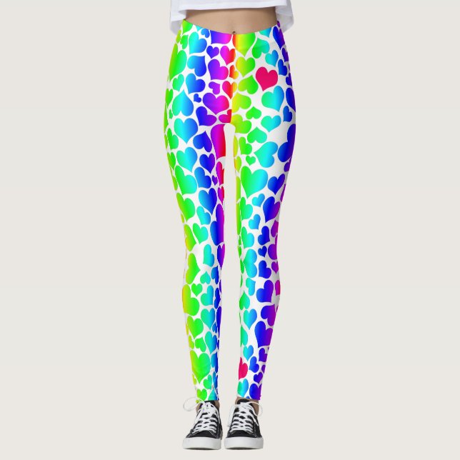 Legging corações arco-íris do orgulho (Frente)