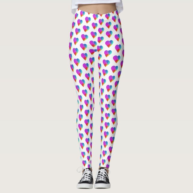 Legging Corações Arco-Íris em Branco (Frente)