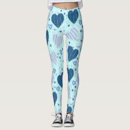 Legging Corações Azuis Divertidos