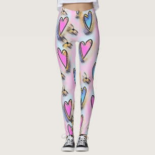 Legging Corações bonitinhos e brilhantes desenho colorido