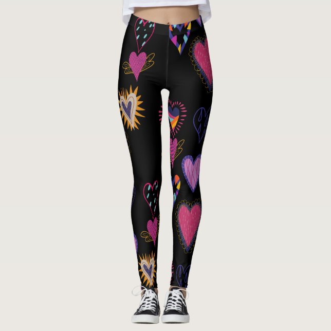 Legging Corações bonitos adoram, aniversário (Frente)