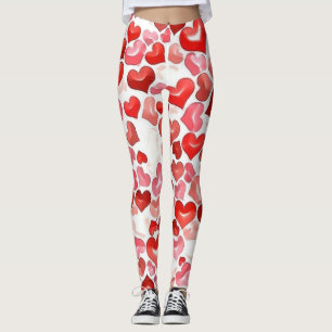 Legging Corações Brancos Coloridos, Pequenos Corações Verm