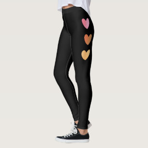 Legging Corações Coloridos Estirpados de Pernas Negras Mul