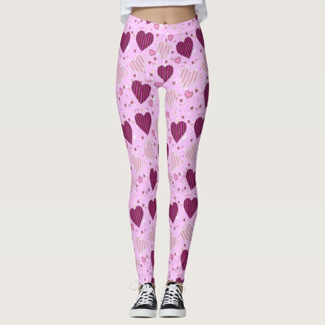 Legging Corações cor-de-rosa (Frente)