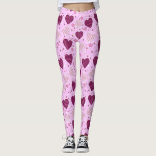 Legging Corações cor-de-rosa dos retalhos