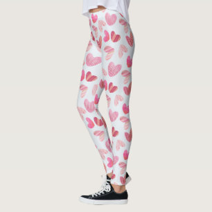 Legging Corações Cor-de-Rosa Modernos em todos os padrões