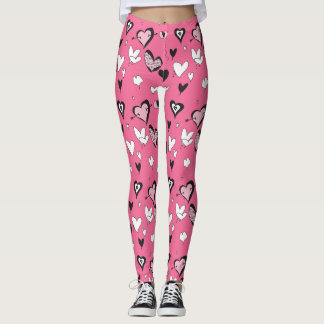 Legging corações cor-de-rosa o coração ama cor atlética mo