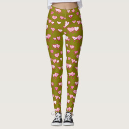 Legging Corações cor-de-rosa verde, Casais ociosos, Namora