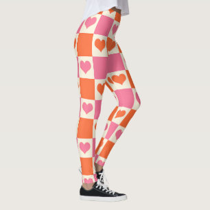 Legging Corações da Desktop Board em rosa, laranja e creme